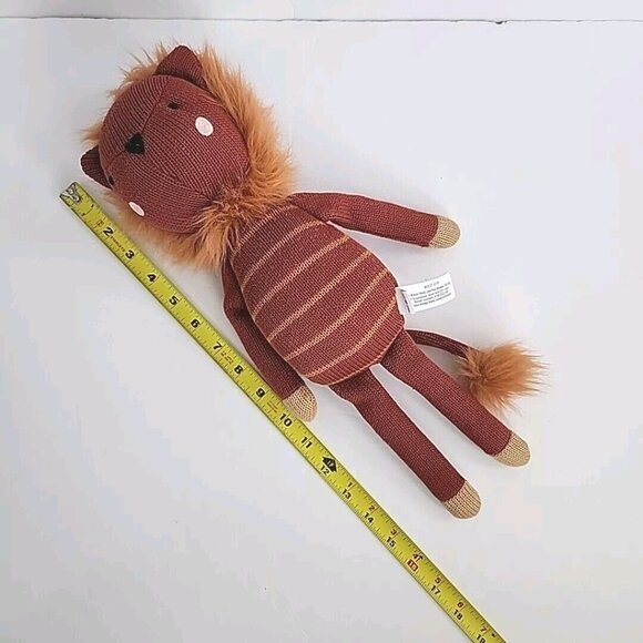 West Elm Knit Lion Plush Stuffed Animal Soft Crib Toy Brown Sewn Eyes 16" Floppy - Picture 5 of 13